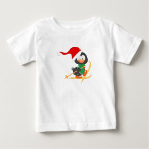 Christmas Penguin Skiing Baby T-Shirt