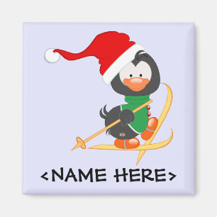 Christmas Penguin Skiing Magnet