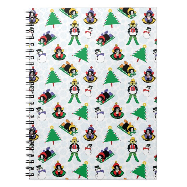 Christmas penguin skiing notebook (Front)