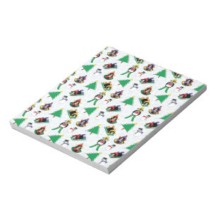 Christmas penguin skiing notepad
