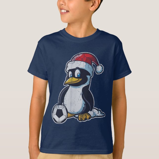 Christmas Penguin Soccer T-Shirt (Front)