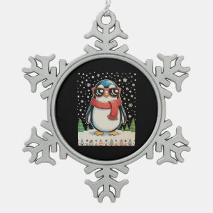 Christmas Penguin Sunglasses Ugly Xmas Holiday Snowflake Pewter Christmas Ornament