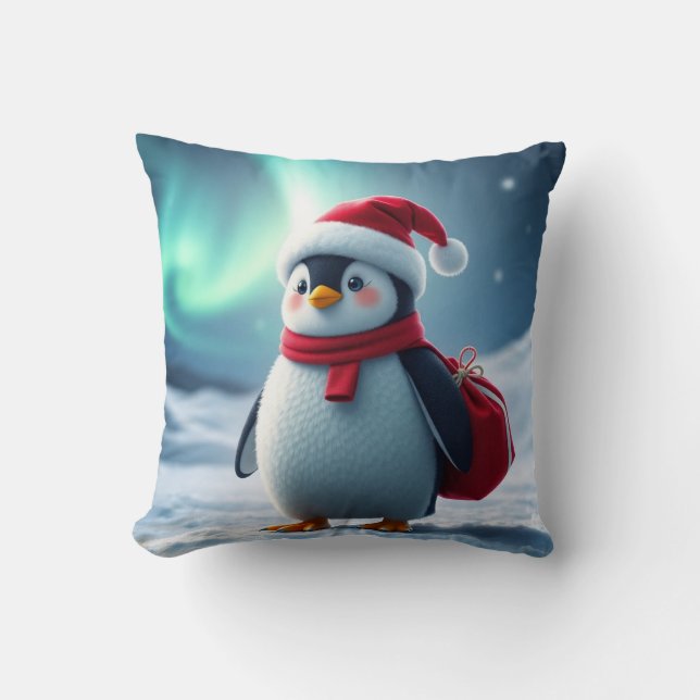 Christmas penguin throw pillow (Front)