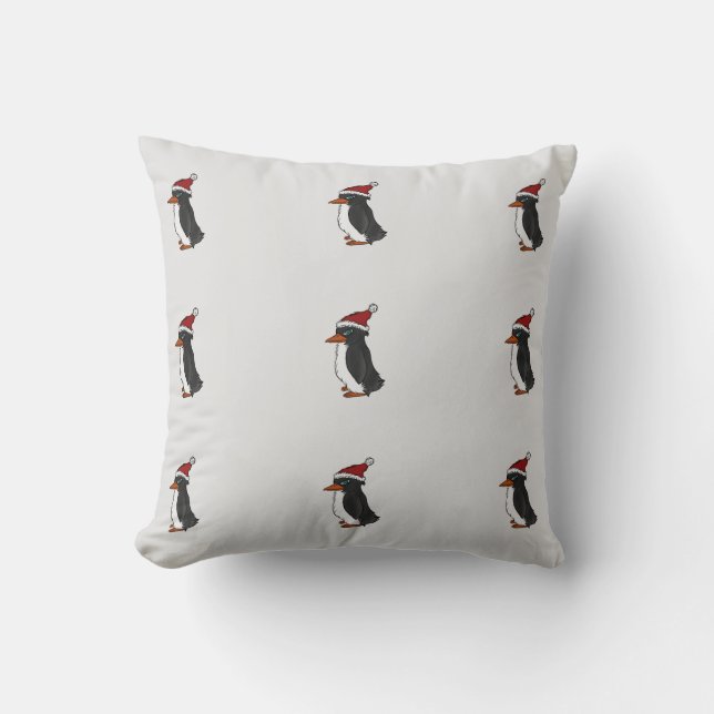 Christmas Penguin Throw Pillow (Front)