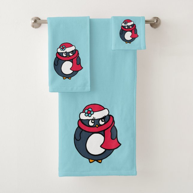 Christmas Penguin Towel Set  (Insitu)