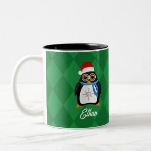 Christmas Penguin Two-Tone Coffee Mug