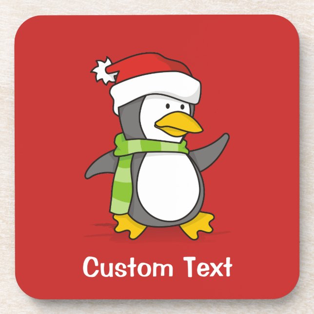 Christmas penguin walking on snow coaster (Front)