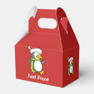 Christmas penguin walking on snow favor box