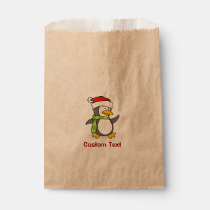 Christmas penguin walking on snow favour bag