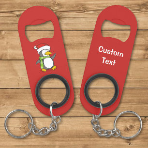 Christmas penguin walking on snow keychain bottle opener