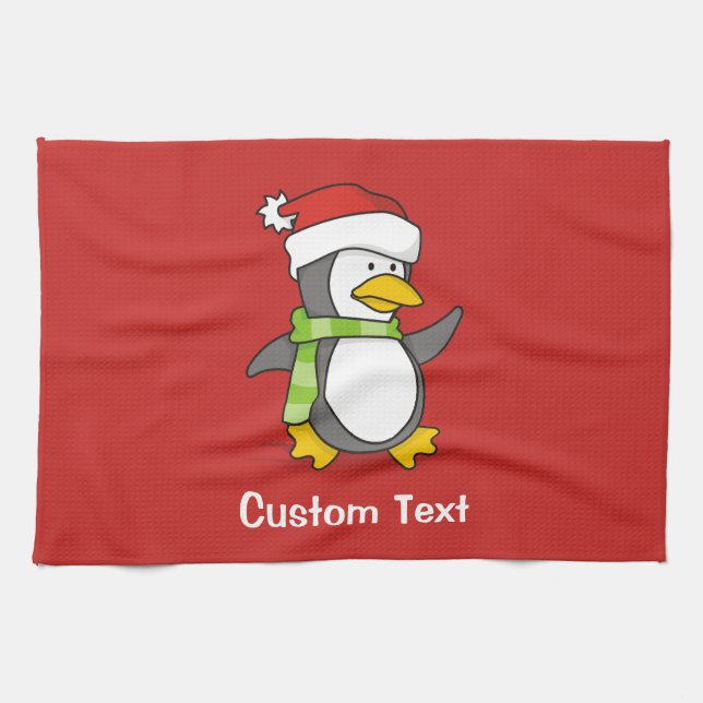 Christmas penguin walking on snow kitchen towel (Horizontal)