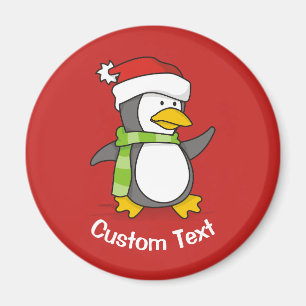 Christmas penguin walking on snow magnet