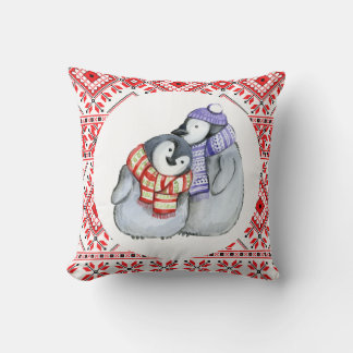 christmas penguin winter animals decoration throw pillow