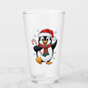 Christmas penguin with Bonnet and Sugar Cane Glass