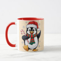 Christmas penguin with Bonnet and Sugar Cane