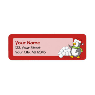 Christmas penguin with snow balls waving