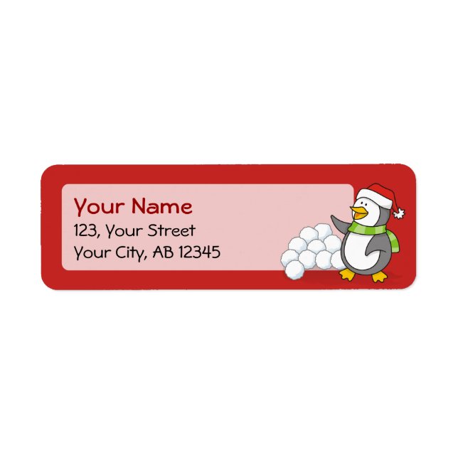 Christmas penguin with snow balls waving (Front)