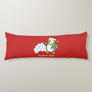 Christmas penguin with snow balls waving body pillow