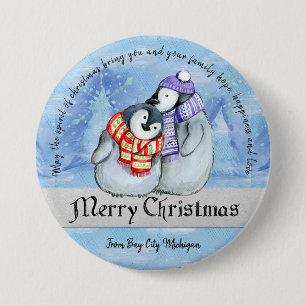 Christmas Penguins 3 Inch Round Button