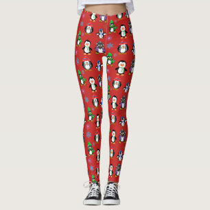 Christmas Penguins and Snowflakes Leggings