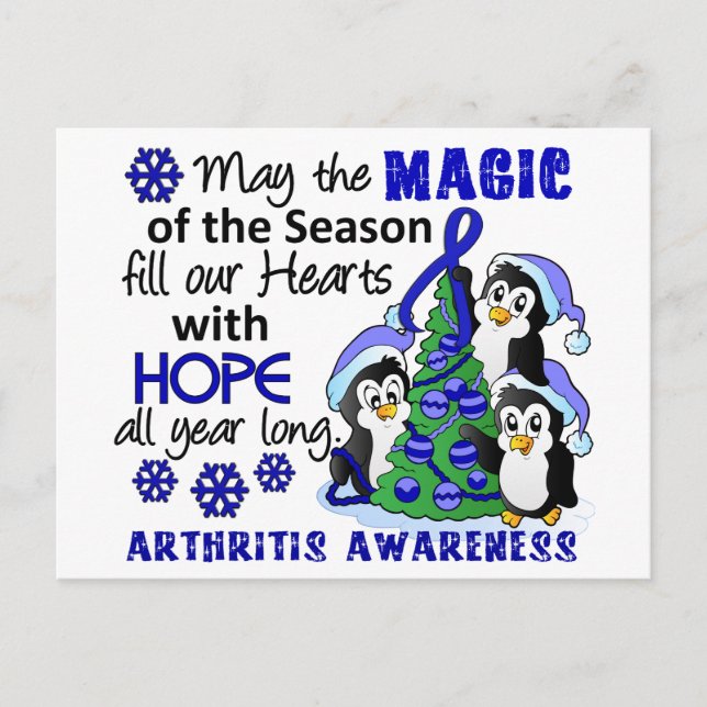 Christmas Penguins Arthritis Holiday Postcard (Front)