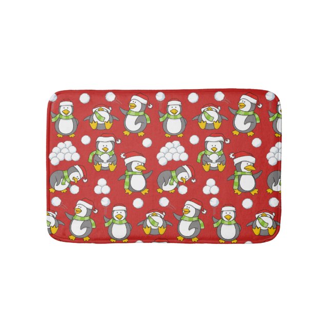 Christmas penguins background bath mat (Front)