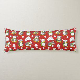 Christmas penguins background body pillow
