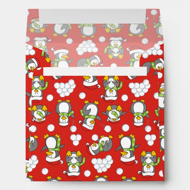 Christmas penguins background envelopes (Back (Bottom))
