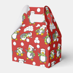 Christmas penguins background favor box