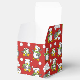 Christmas penguins background favor box
