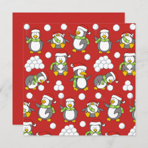 Christmas penguins background invitation