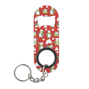 Christmas penguins background keychain bottle opener