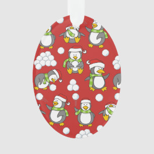 Christmas penguins background ornament