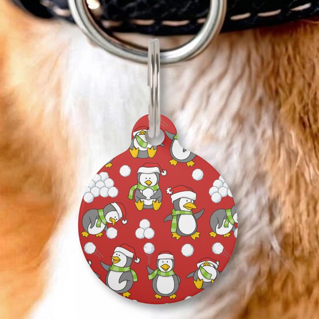 Christmas penguins background pet tag (Creator Uploaded)