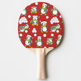 Christmas penguins background ping pong paddle