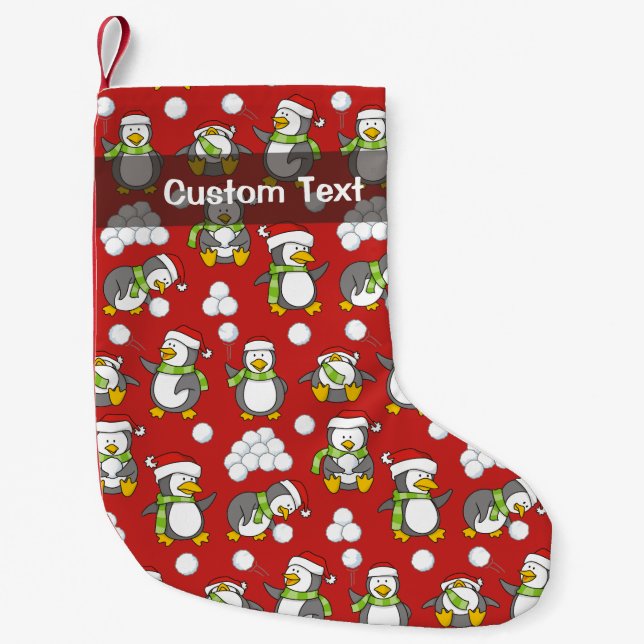 Christmas penguins background small christmas stocking (Front)