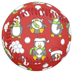 Christmas penguins background softball
