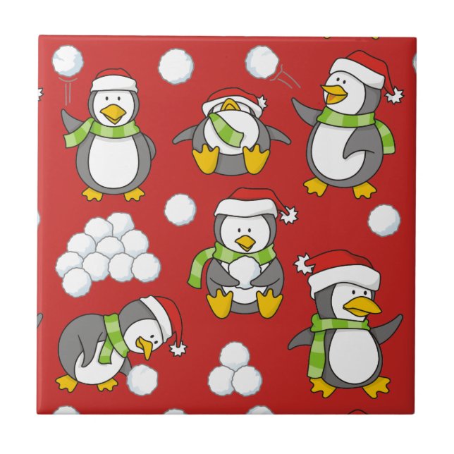 Christmas penguins background tile (Front)