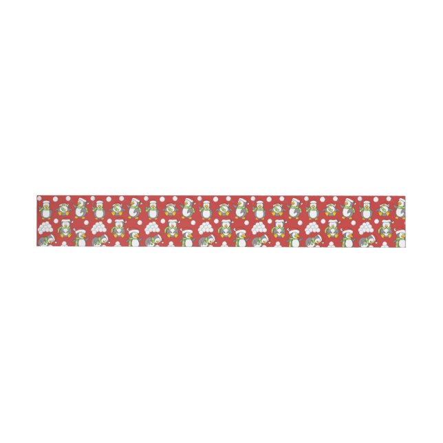 Christmas penguins background wraparound address label (Individual)