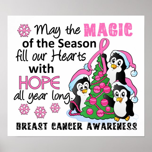 Christmas Penguins Breast Cancer Poster (Front)