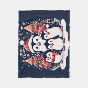 Christmas Penguin's by Rp  Fleece Blanket
