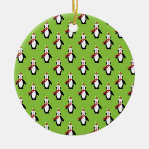 Christmas Penguins Ceramic Ornament