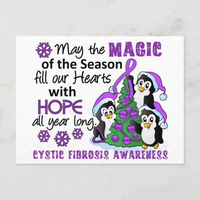 Christmas Penguins Cystic Fibrosis Holiday Postcard (Front)