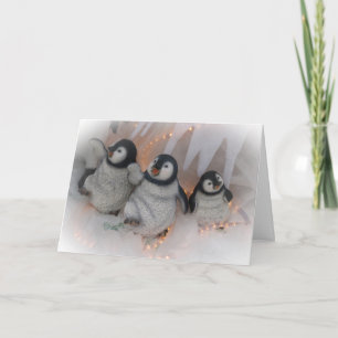 Christmas Penguins Dancing Holiday Card