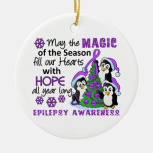 Christmas Penguins Epilepsy Ceramic Ornament