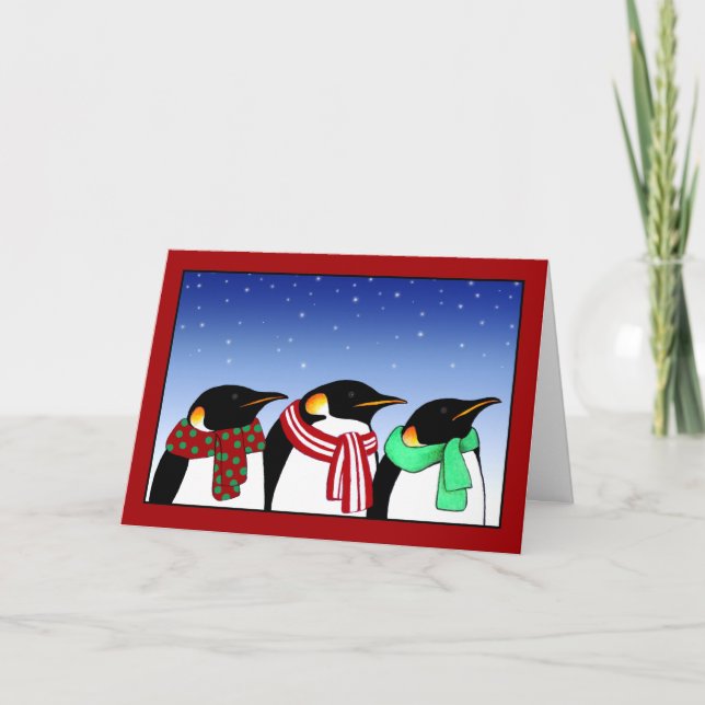 Christmas Penguins Greeting Card (Front)