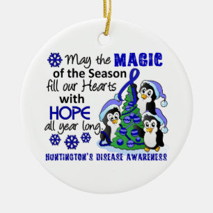 Christmas Penguins Huntington's Disease Ceramic Ornament