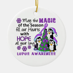 Christmas Penguins Lupus Ceramic Ornament