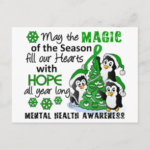Christmas Penguins Mental Health Holiday Postcard