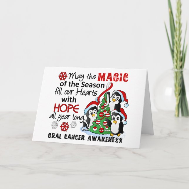 Christmas Penguins Oral Cancer Holiday Card (Front)